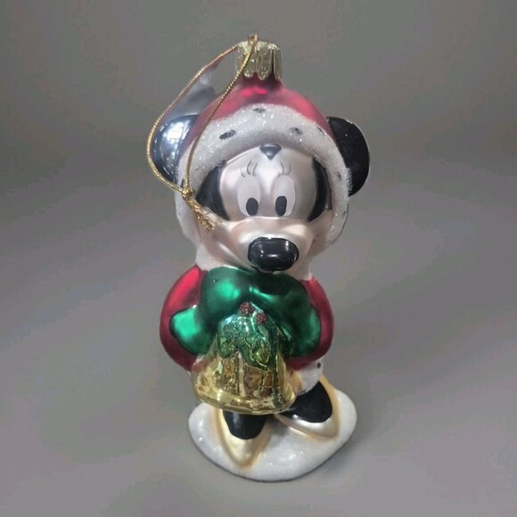 Vintage Disney Minnie Ringing Her Bell European Glass Christmas Tree  Ornament - Picture 1 of 5